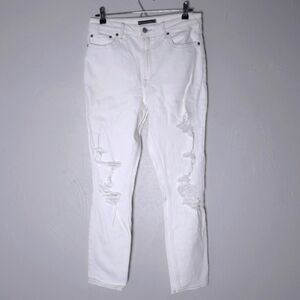 Abercrombie & Fitch Off White Busted Knee Jeans 30